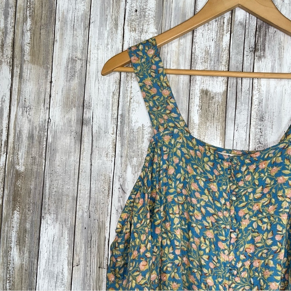 Billabong Blue Floral Open Off The Shoulder Button Blouse - Picture 4 of 5